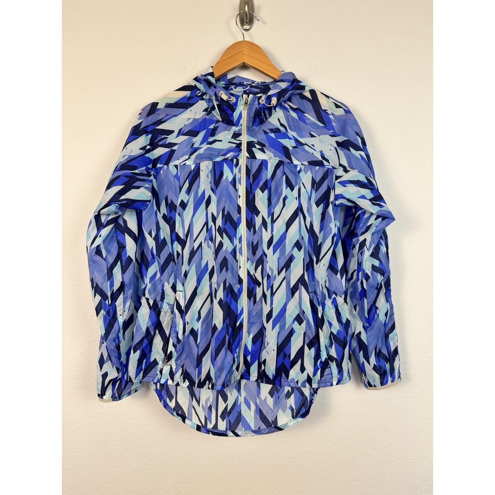 Nike Impossibly Light Running Jacket Women's Medium Blue Geometric Windbreaker